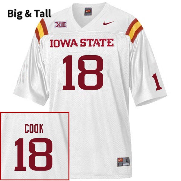 Iowa State Cyclones Men's #18 Ashton Cook Nike NCAA Authentic White Big & Tall College Stitched Football Jersey TX42Y15VI